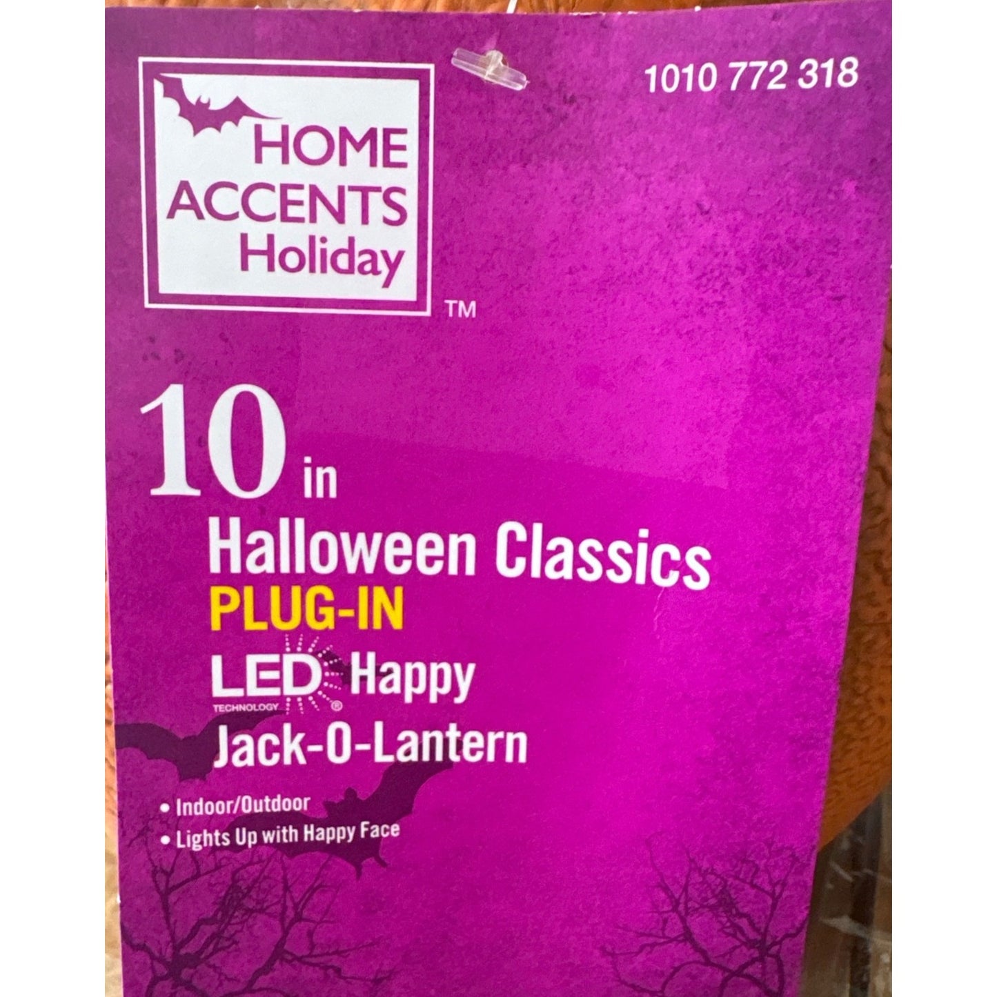 10-Inch LED Happy Jack-O-Lantern Plug-In Indoor/Outdoor Halloween Décor
