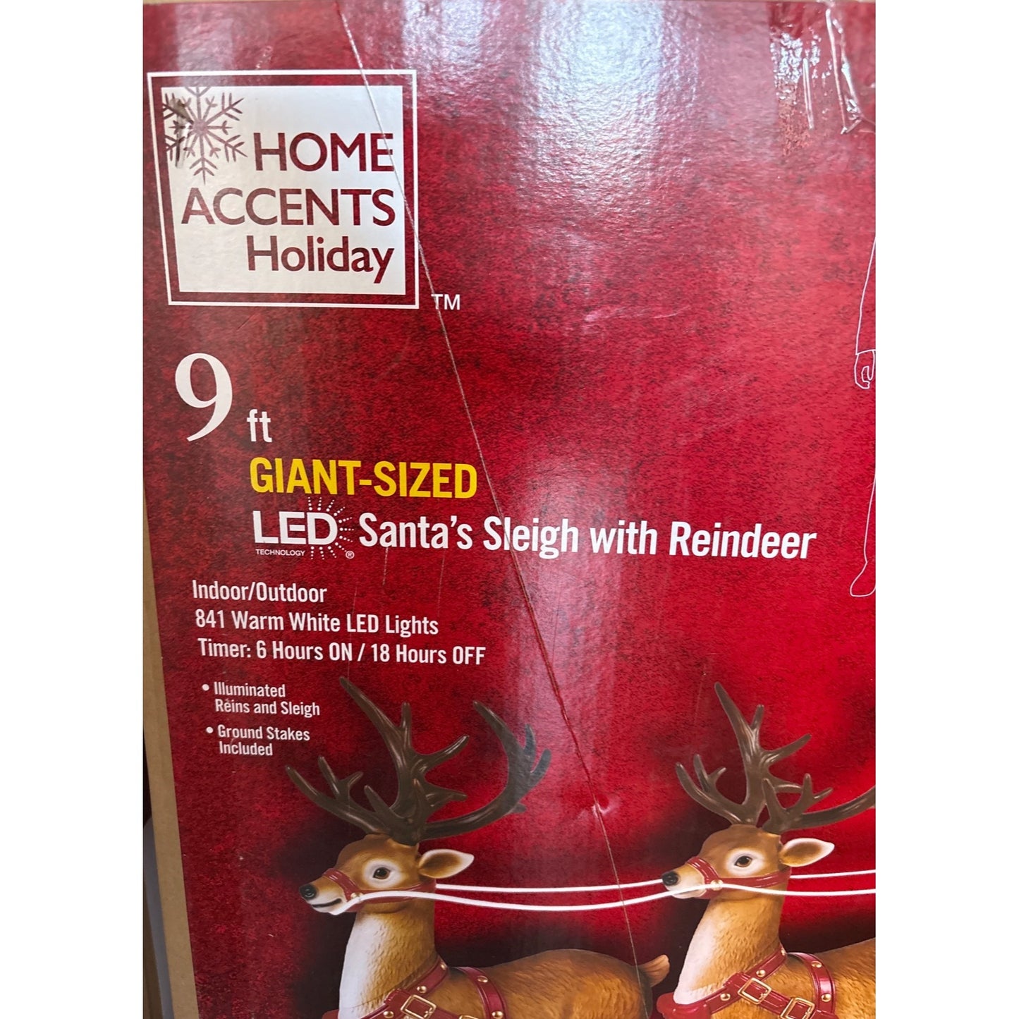 Home Depot 9 ft Giant Sized LED Santas Sleigh with Reindeer Holiday 2025