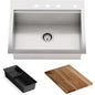 Lyric 27 in. Stainless Steel 18-Gauge Drop in/Undermount Workstation Single Bowl Kitchen Sink with Accessories