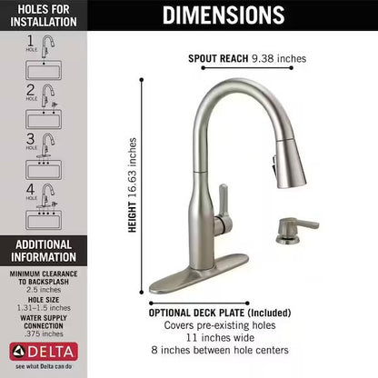 Delta Marca Kitchen Faucet SpotShield Stainless Pull-Down Sprayer 19706-SPSD-DST