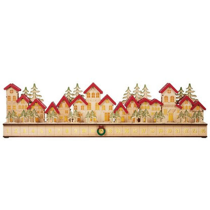 30" Holiday Wooden Village LED Advent Calendar
