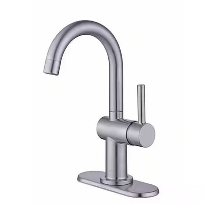 Glacier Bay Dorind Single Hole Single-Handle Deck Mount High-Arc Bathroom Faucet in Brushed Nickel