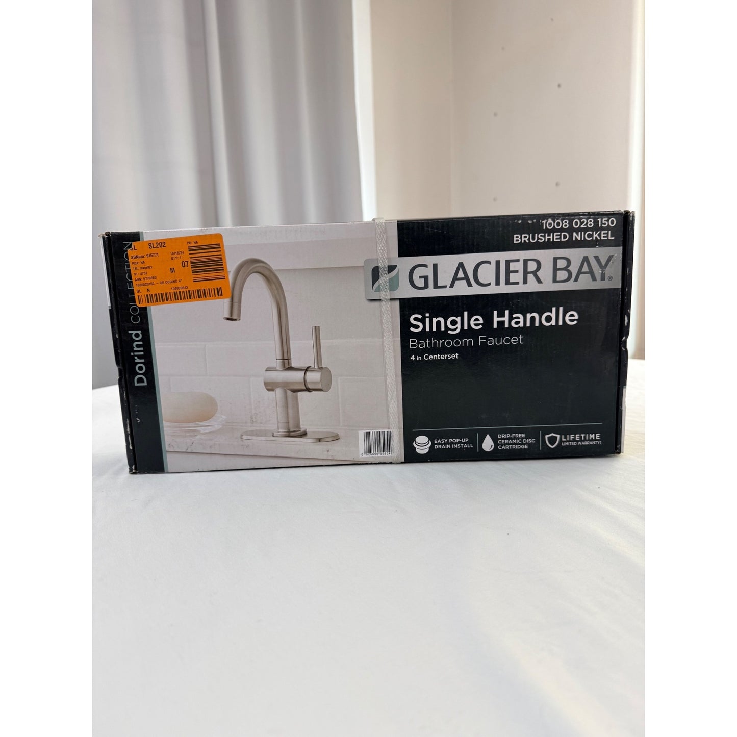 Glacier Bay Dorind Single Hole Single-Handle Deck Mount High-Arc Bathroom Faucet in Brushed Nickel
