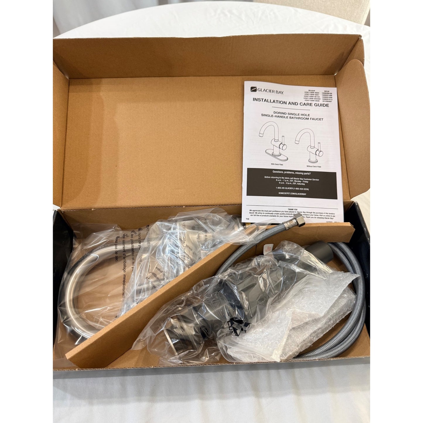 Glacier Bay Dorind Single Hole Single-Handle Deck Mount High-Arc Bathroom Faucet in Brushed Nickel