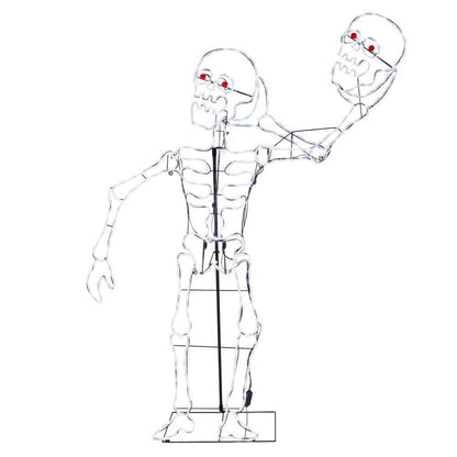 6 Ft Halloween LED Skeleton Silhouette W/ Cool White & Red Lights Fash Ship