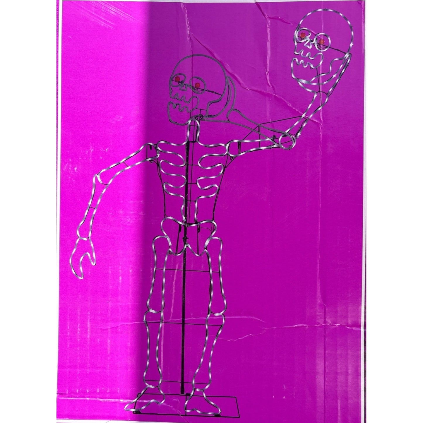 6 Ft Halloween LED Skeleton Silhouette W/ Cool White & Red Lights Fash Ship