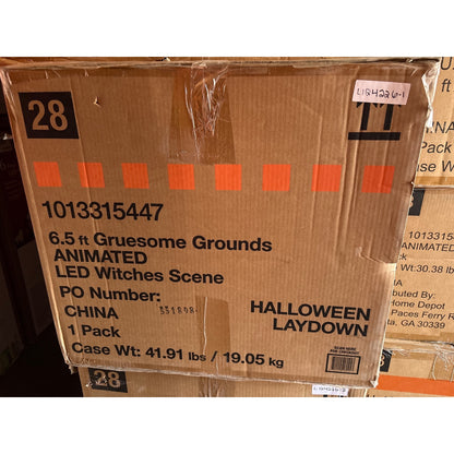 6.5 Ft Animated Witch Sisters W/Cauldron Halloween Decoration - Light-Up & Sound Effects