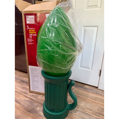 Home Accents 3 ft. Battery Operated LED Jumbo GREEN Bulb Holiday Yard Decoration