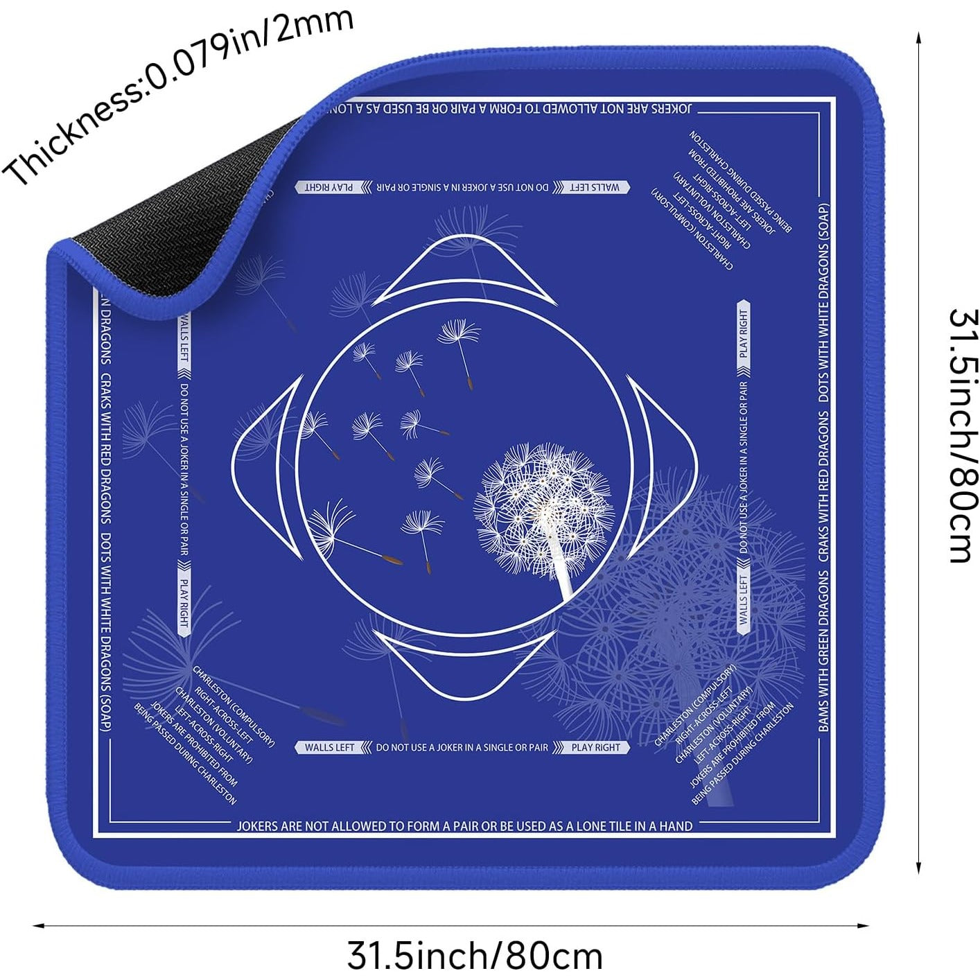 Mahjong Mat 31.5 Inch Square Dandelion Drift