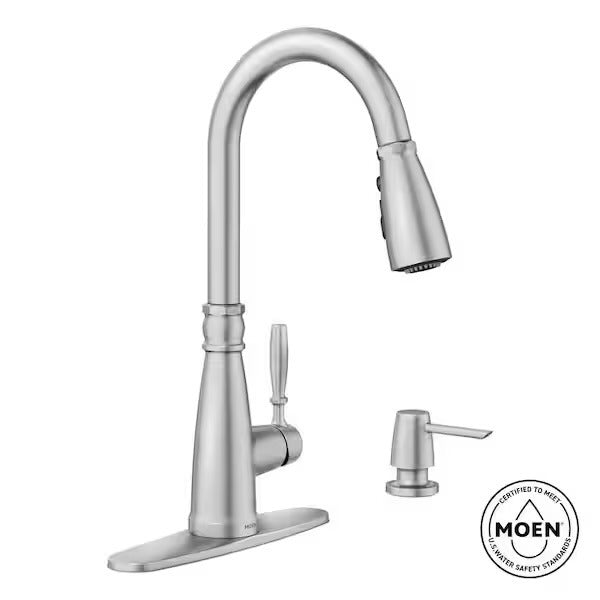 Moen Boman 87162SRS Stainless Steel Kitchen Faucet With Reflex & PowerBoost Technology