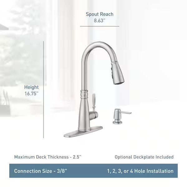 Moen Boman 87162SRS Stainless Steel Kitchen Faucet With Reflex & PowerBoost Technology