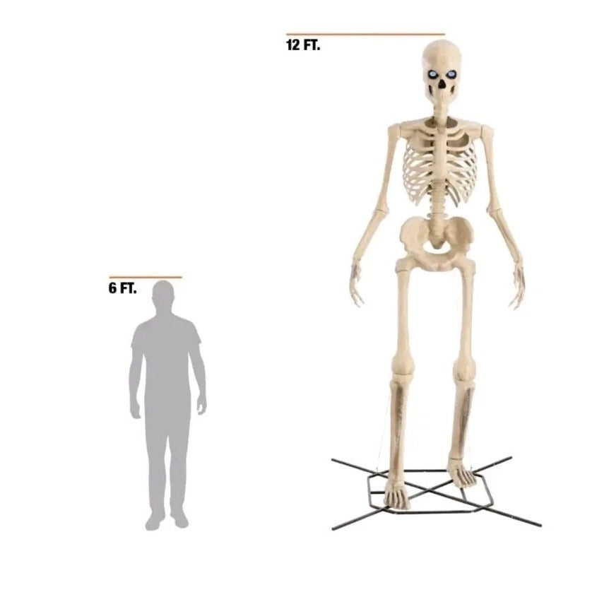 12 Ft. Grave & Bones Giant-Sized Skelly with LifeEyes™ LCD Eyes H5- Local Pickup Only