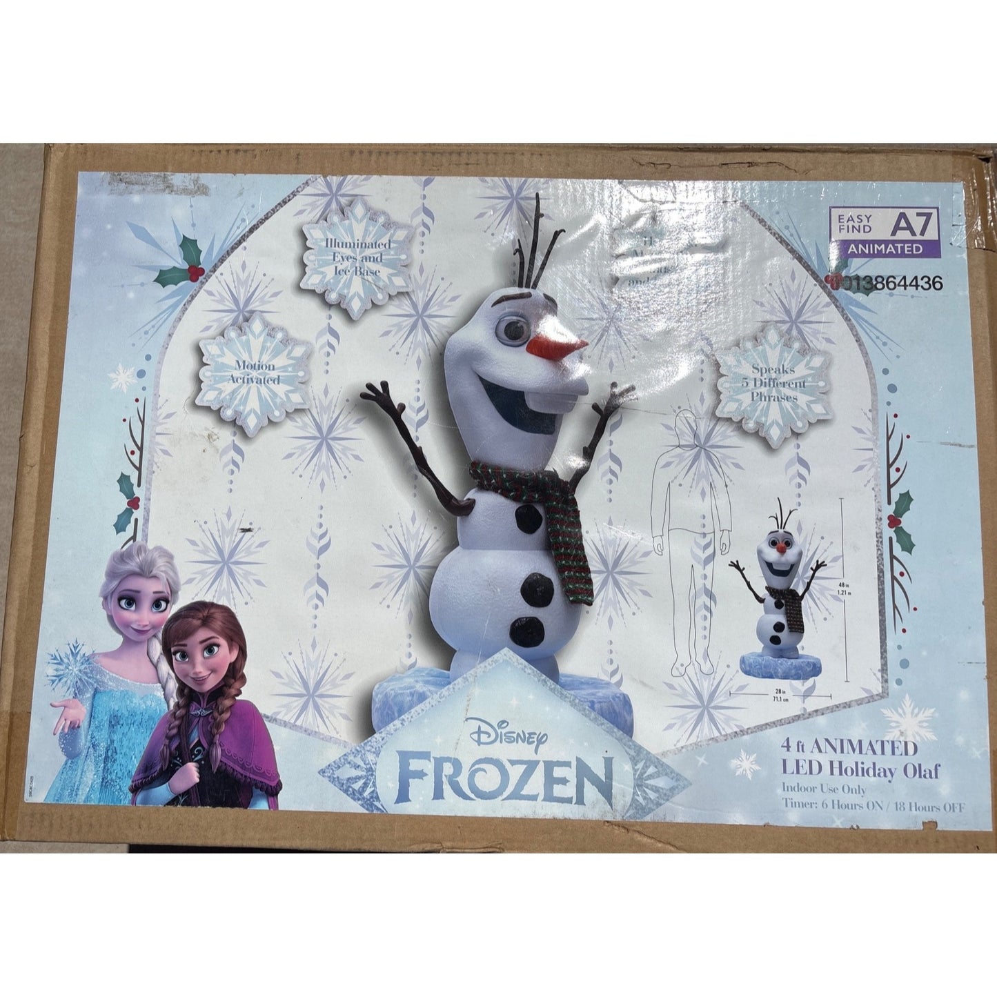Home Depot 4 Ft. Animated LED Holiday Olaf Frozen Disney Christmas Home Depot