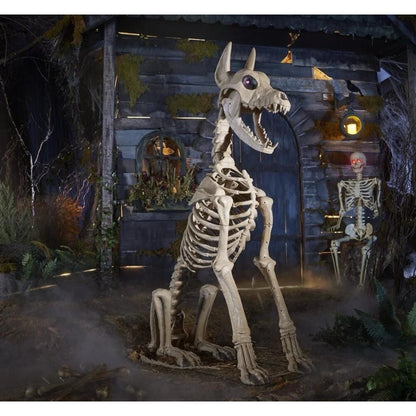 5 Ft. Grave & Bones Skelly's Sitting Dog with LifeEyes™ LCD Eyes H22