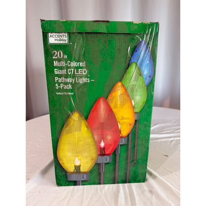 Home Accents Holiday 20 in. Multi-Colored Giant C7 LED Pathway Lights