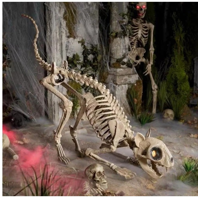 5 Ft Long Grave & Bones LED Skelly's Cat Home Depot Halloween