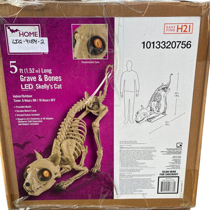 5 Ft Long Grave & Bones LED Skelly's Cat Home Depot Halloween