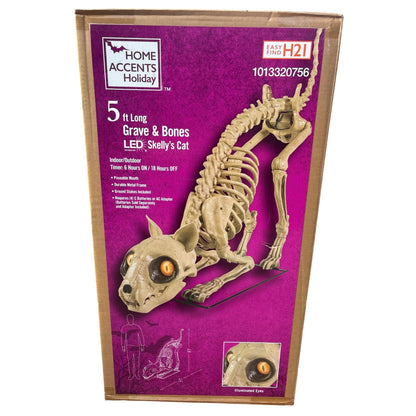 5 Ft Long Grave & Bones LED Skelly's Cat Home Depot Halloween