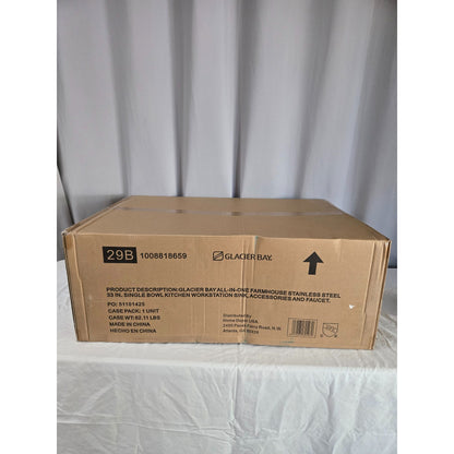 Zero Radius 33 in. Apron-Front Single Bowl 18 Gauge Stainless Steel Workstation Kitchen Sink with Spring Neck Faucet