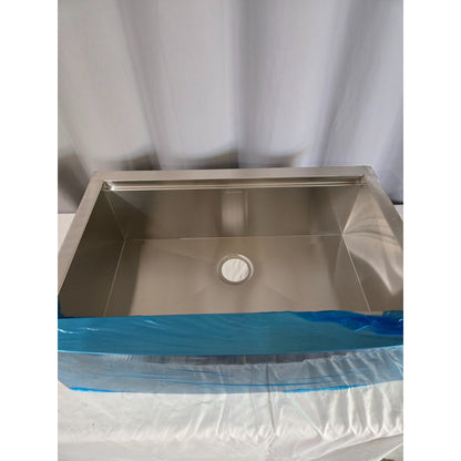 Zero Radius 33 in. Apron-Front Single Bowl 18 Gauge Stainless Steel Workstation Kitchen Sink with Spring Neck Faucet