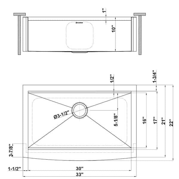 Zero Radius 33 in. Apron-Front Single Bowl 18 Gauge Stainless Steel Workstation Kitchen Sink with Spring Neck Faucet