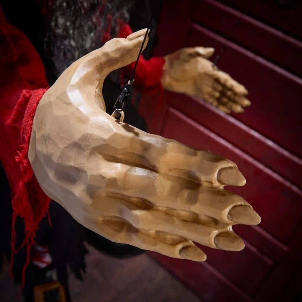 6 Ft Animated LED Grave & Bones Marionette Witch With Motion Activation