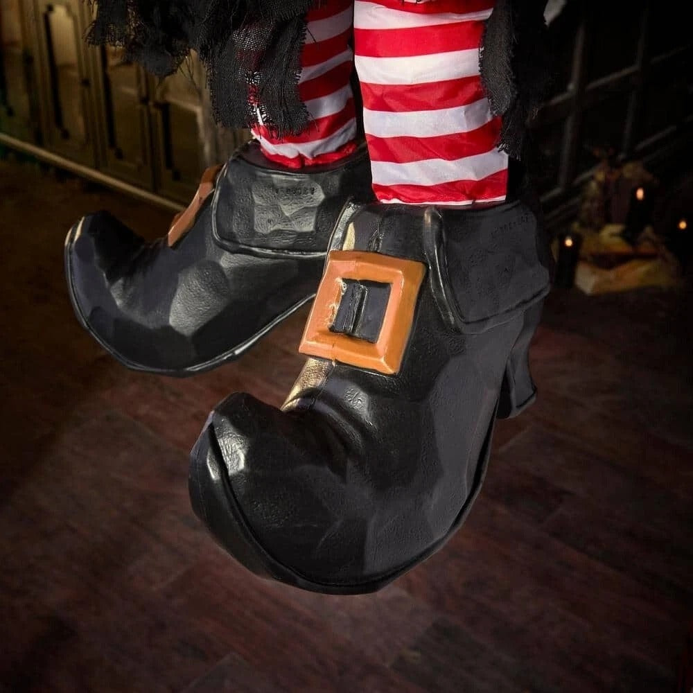 6 Ft Animated LED Grave & Bones Marionette Witch With Motion Activation