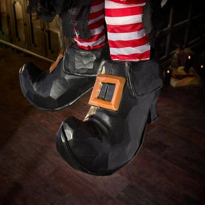 6 Ft Animated LED Grave & Bones Marionette Witch With Motion Activation