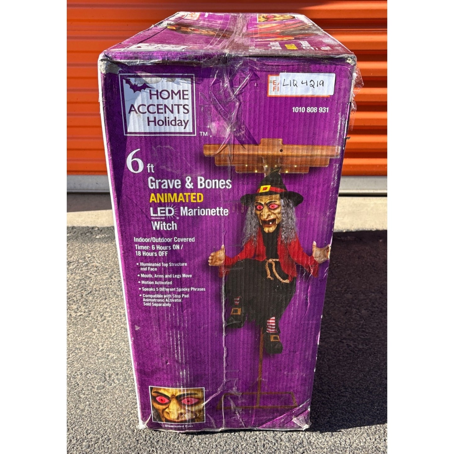 6 Ft Animated LED Grave & Bones Marionette Witch With Motion Activation