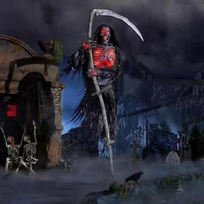 12 Ft. Grave & Bones Giant-Sized Color Changing Animated LED Levitating Reaper
