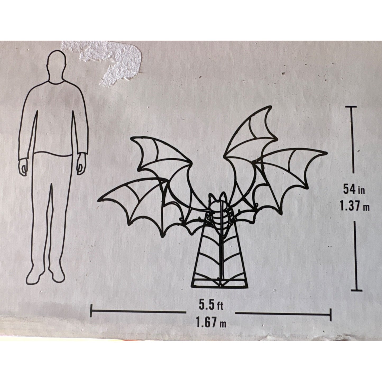 5.5 Ft Halloween LED Bat Silhouette With 204 Purple Lights Indoor/Outdoor