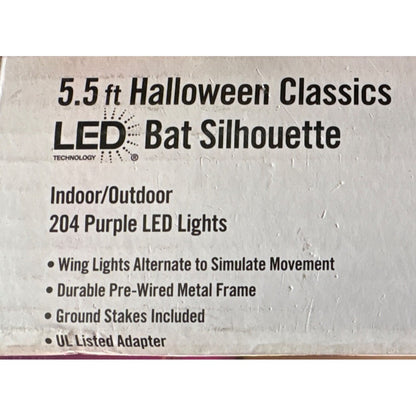 5.5 Ft Halloween LED Bat Silhouette With 204 Purple Lights Indoor/Outdoor